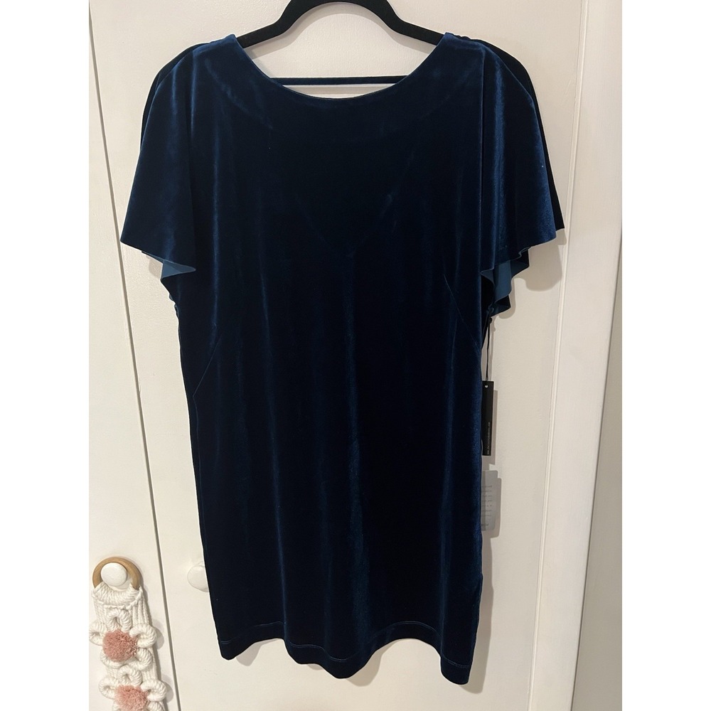 NWT Felicity & Coco Velvet Dress Womens‎ XSP Blue Party XS Petite V Back